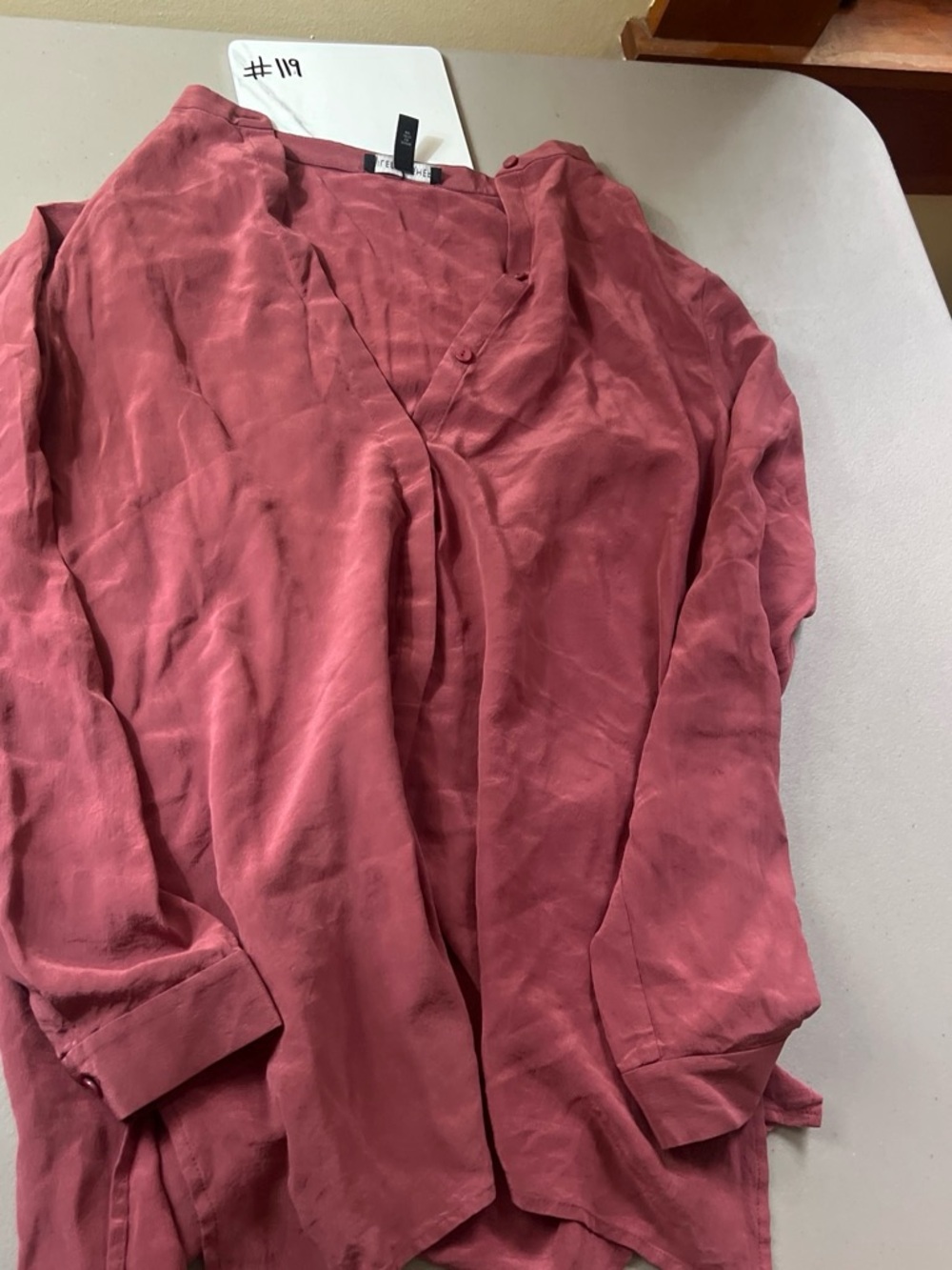 Eileen Fisher Rosewood Button-Down V-Neck Blouse